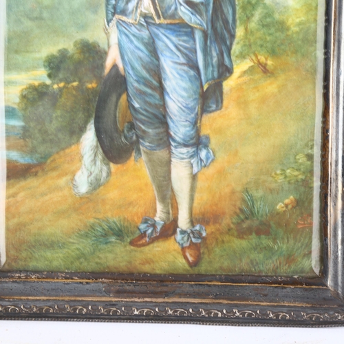 178 - 19th century miniature painting on ivorine, after Thomas Gainsborough, The Blue Boy, signed with mon... 