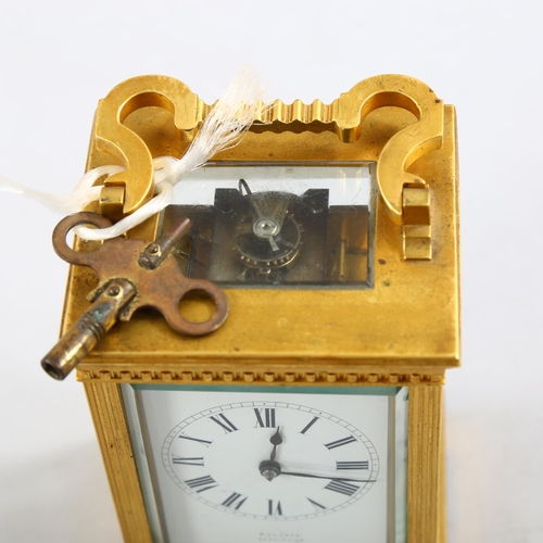 188 - A good quality French gilt-brass cased carriage clock, 8-day movement striking on a gong, retailed R... 