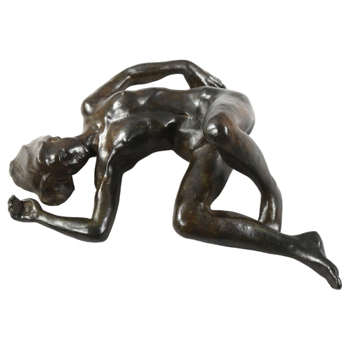 192 - A patinated bronze female nude figure, with indistinct signature and foundry stamp, also marked 1/8,... 