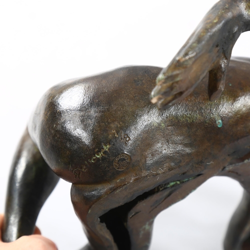 192 - A patinated bronze female nude figure, with indistinct signature and foundry stamp, also marked 1/8,... 