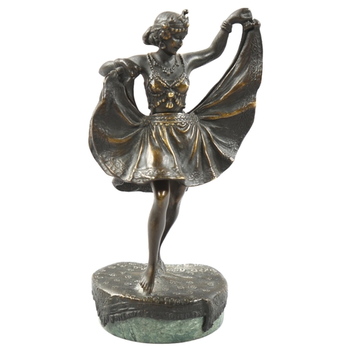 193 - A Bergmann style bronze of dancer with lifting the skirt, unsigned, height 13cm