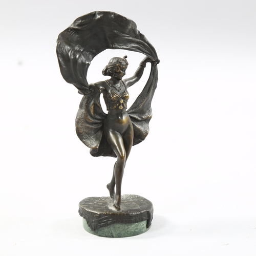 193 - A Bergmann style bronze of dancer with lifting the skirt, unsigned, height 13cm