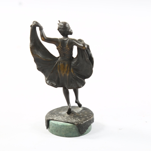 193 - A Bergmann style bronze of dancer with lifting the skirt, unsigned, height 13cm