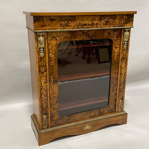 196 - A Victorian marquetry inlaid  walnut pier cabinet, with gilt metal mounts, and lined velvet interior... 