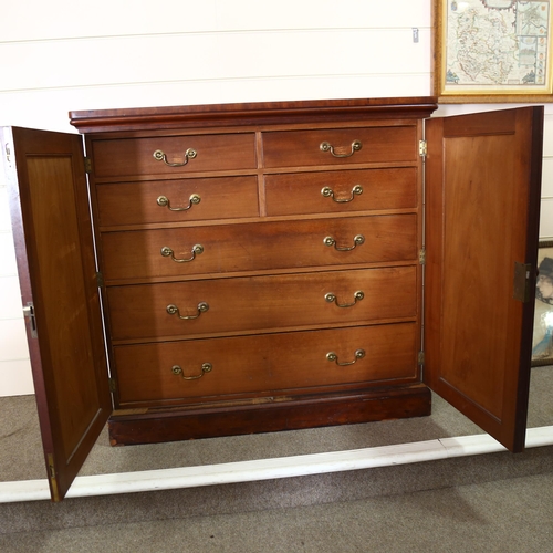 203 - A 19th century mahogany cabinet with fitted internal drawers, height 123cm, width 129cm, depth 61cm