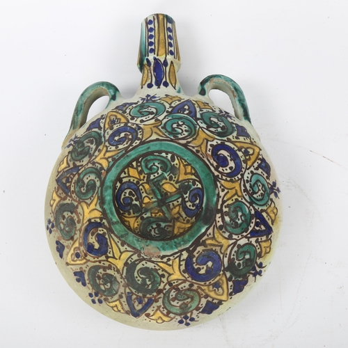 28 - An 18th century Moroccan Islamic pottery pilgrim water flask, height 23cm