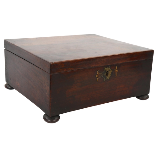 59 - A 19th century rosewood sewing box, with fitted interior, 30 x 25cm