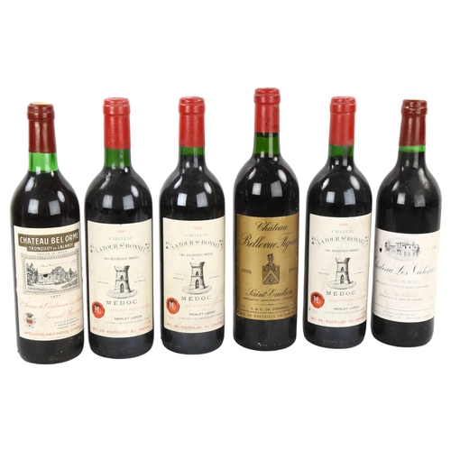 62 - 3 bottles Chateau La Tour St Bonnet, Medoc 1986, Chateau Bel Orme 1977, Chateau Bellevue Figeac 1986... 