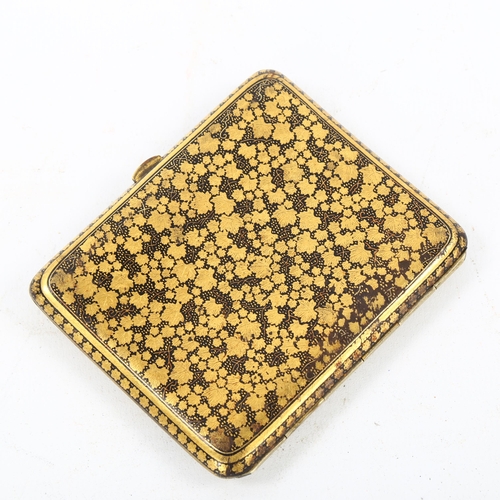 73 - A Japanese Komai cigarette case, decorated allover with vine leaves, seal mark 8.5 x 7cm