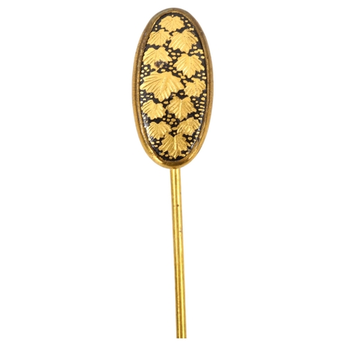 74 - A Japanese Komai stickpin with seal mark, length 7cm