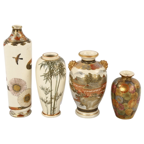 89 - 4 various Japanese Satsuma porcelain vases