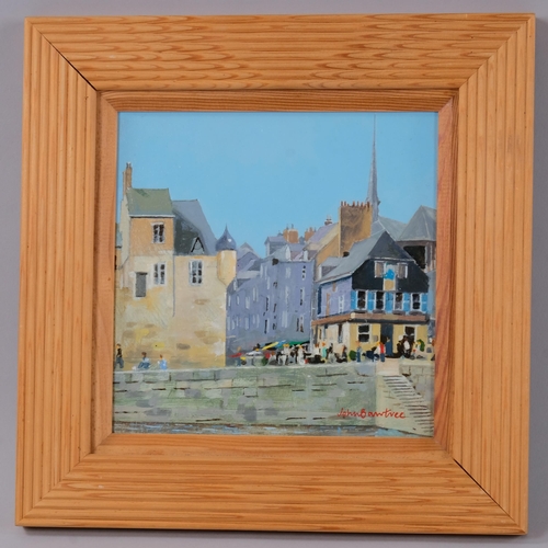 401 - John Bawtree, old French harbour, oil on panel, signed, 19cm x 19cm, framed