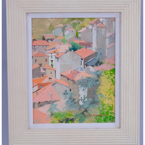 402 - John Bawtree, Valleraugue Bell Tower, oil on board, signed, 24cm x 19cm, framed