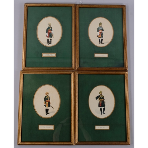 426 - INDIAN INTEREST - a set of 4 watercolours, studies of military uniform, 13th Bengal Lancers, 6th Bom... 