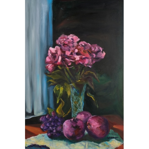 428 - Whitehead, still life study, oil on canvas, signed, 91cm x 61cm, unframed