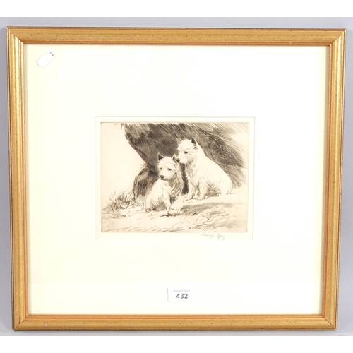 432 - George Soper (1870 - 1942), 2 West Highland white Terriers, drypoint etching 1925, signed in pencil,... 