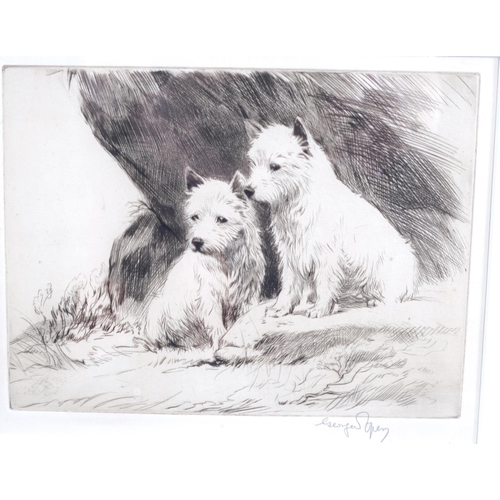 432 - George Soper (1870 - 1942), 2 West Highland white Terriers, drypoint etching 1925, signed in pencil,... 