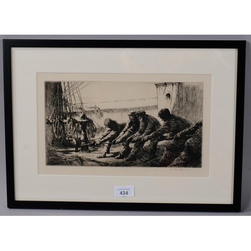 434 - Arthur Briscoe (1920 - 1997), the shadow of the mainsail, etching, signed in pencil, plate 16cm x 30... 