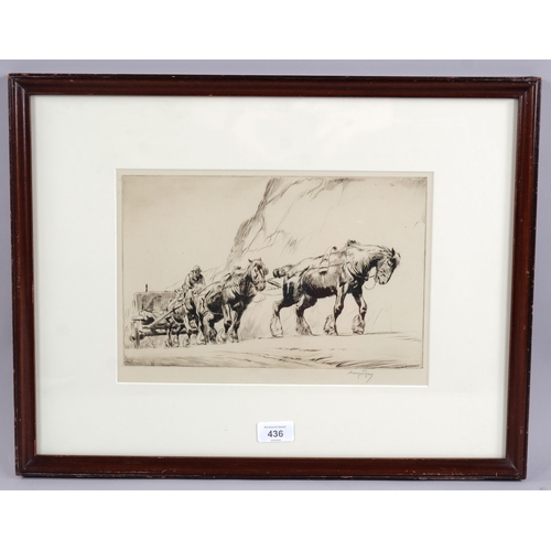 436 - George Soper (1870 - 1942), the quarry team, drypoint etching, 1922, signed in pencil, plate 20cm x ... 