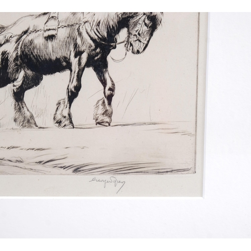 436 - George Soper (1870 - 1942), the quarry team, drypoint etching, 1922, signed in pencil, plate 20cm x ... 