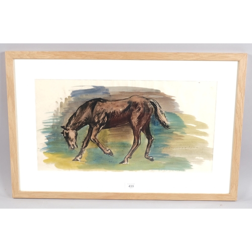 439 - Rowland Suddaby (1912 - 1972), horse, unsigned, 28cm x 53cm, framed, provenance: artist's studio sal... 