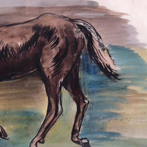 439 - Rowland Suddaby (1912 - 1972), horse, unsigned, 28cm x 53cm, framed, provenance: artist's studio sal... 