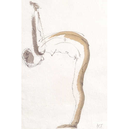 441 - P Todd, nude life study, ink/watercolour, signed with monogram, 28cm x 19cm, framed