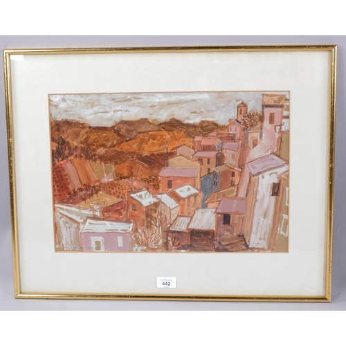 442 - Moy Keightley, Orvieto, watercolour, 1959, signed, 30cm x 45cm, framed