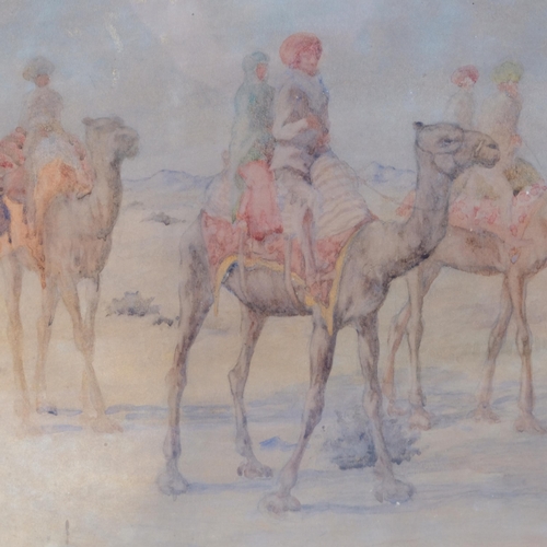 445 - F R Foster?, camel riders, watercolour, faintly signed, 33cm x 50cm, framed