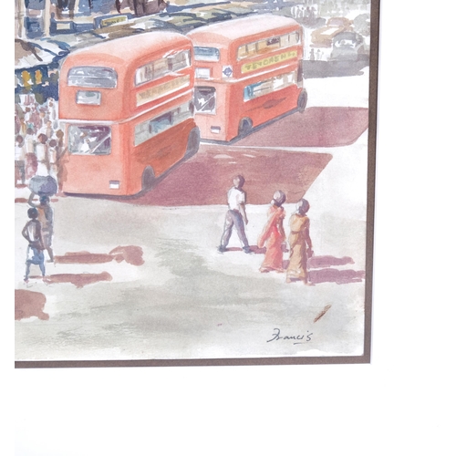 446 - Francis, busy Indian street scene, watercolour, signed, 38cm x 56cm, framed