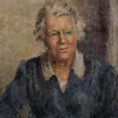 454 - Mid-20th century portrait of a woman, oil on canvas, unsigned, 72cm x 62cm, framed