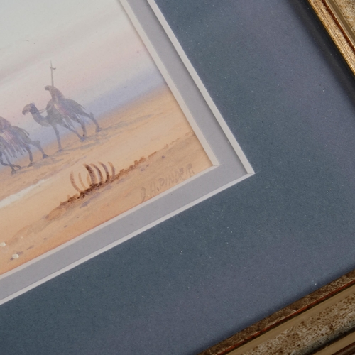 457 - Douglas Pinder, 4 North African desert scenes, watercolour, 9cm x 17cm, framed