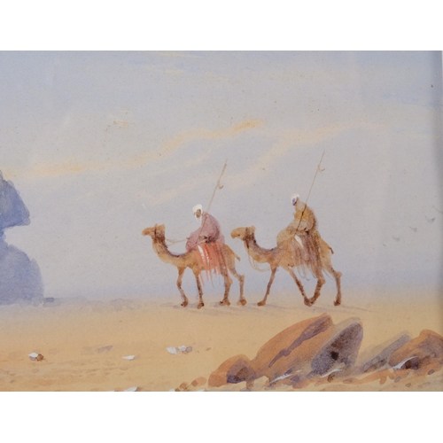 457 - Douglas Pinder, 4 North African desert scenes, watercolour, 9cm x 17cm, framed