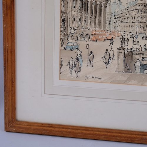 463 - Hugh Mckenzie, one December at the bank, watercolour, signed with Exhibition label verso, 30cm x 41c... 