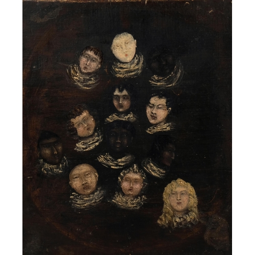 465 - A group of early 19th century portrait studies of children, oil on canvas, unsigned, 36cm x 30cm, un... 