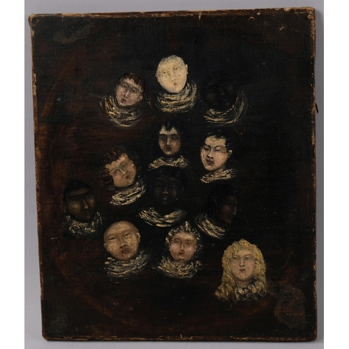 465 - A group of early 19th century portrait studies of children, oil on canvas, unsigned, 36cm x 30cm, un... 