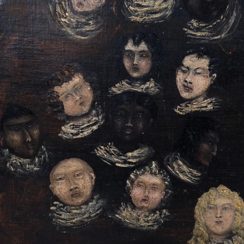 465 - A group of early 19th century portrait studies of children, oil on canvas, unsigned, 36cm x 30cm, un... 