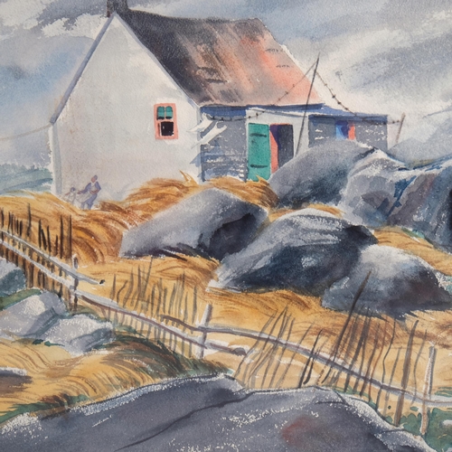 469 - 20th century Irish School, croft cottages, indistinctly signed, 34cm x 45cm, framed