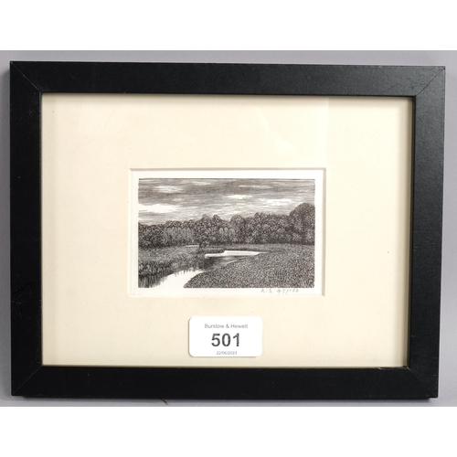 501 - Reynolds Stone (1909-1979), limited edition wood engraving on paper, The River Ebble, from A Shepher... 