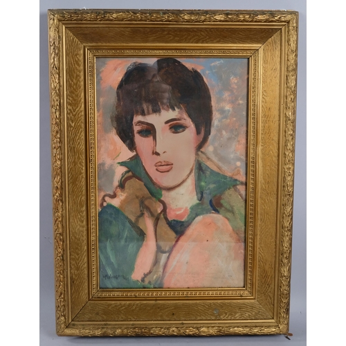 509 - Henri Malencon (1876 - 1960), oil on paper, portrait of a woman, signed, 19