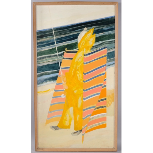 511 - David Holt (1928 - 2014), oil on board, Yellow Fishermen Hastings, signed, 117cm x 64cm, framed