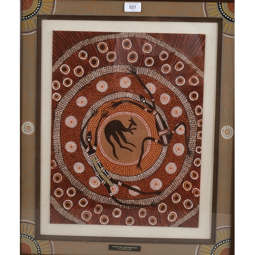 521 - Native Australian School, hunting Bungarra, natural pigments on board, 45cm x 35cm, framed