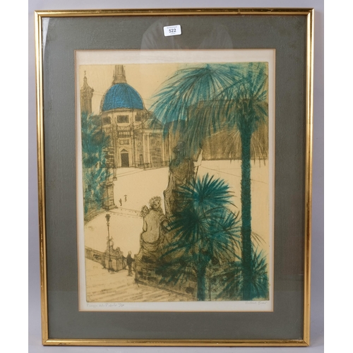 522 - Richard Beer (born 1928), Piazza Del Popolo, etching/aquatint, signed in pencil, plate 55cm x 43cm, ... 