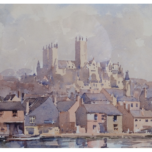 525 - Len Roope (1917 - 2005), 2 studies, 1 of Cockermouth, and the other of Lincoln Cathedral, watercolou... 