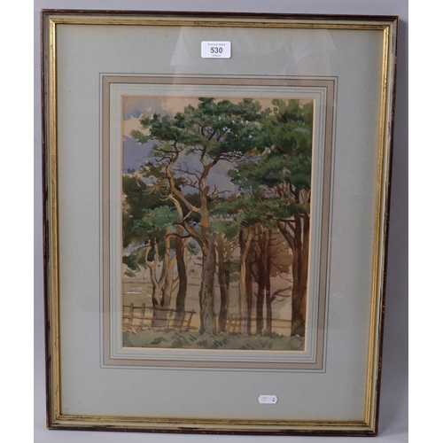 530 - Archibald Thorburn (1860 - 1935), Scots Pines, watercolour, signed with artist's stamp, 34cm x 25cm,... 