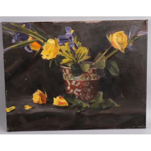 535 - William Savage, still life flower study, oil on canvas, 2012, 35cm x 46cm, unframed