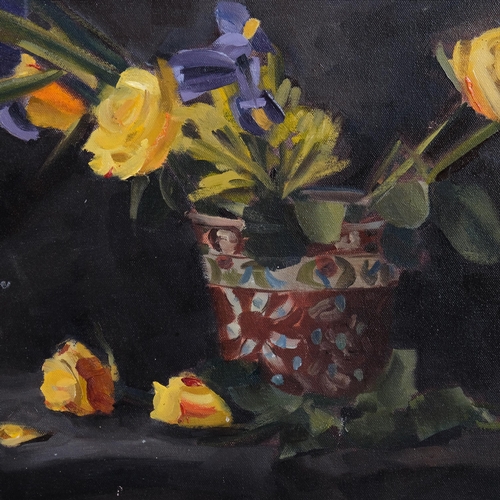 535 - William Savage, still life flower study, oil on canvas, 2012, 35cm x 46cm, unframed