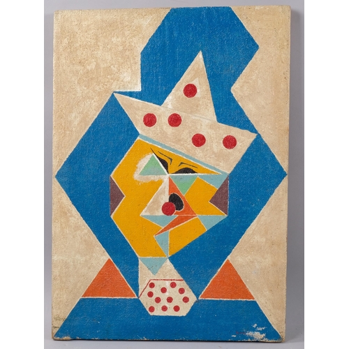 538 - Contemporary oil on canvas, cubist composition, unsigned, 61cm x 44cm, unframed