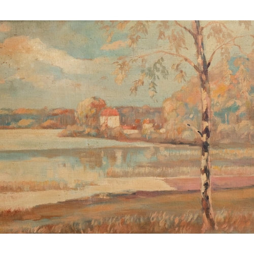 539 - German Impressionist School, oil on board, inscribed Berlin, indistinctly signed, 36cm x 43cm, frame... 