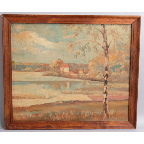 539 - German Impressionist School, oil on board, inscribed Berlin, indistinctly signed, 36cm x 43cm, frame... 